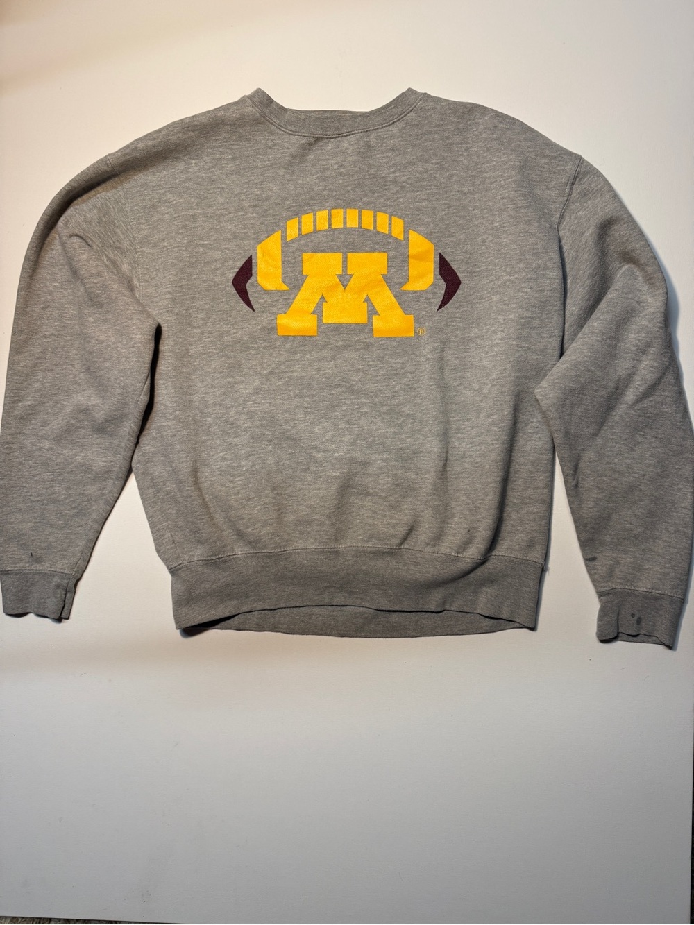 Gray Crewneck Sweatshirt with Gold & Maroon Football Logo